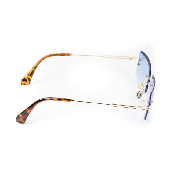 Sky Blue Tint Buffs Rimless Sunglasses - Picture 4 of 4